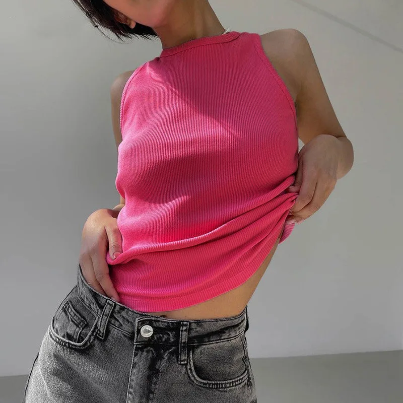 

Red Fashion Summer Vest Off Shoulder y2k top women crop Sexy Backless Tank Top women Sleeveless Camis Vest Mujer tops women