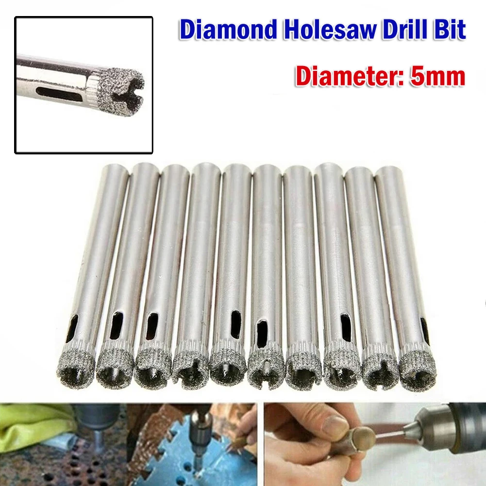 

10Pcs 5mm Diamond Hole Saw Drill Bit Glass Porcelain Tile Ceramic Marble Drilling Diamond Hole Saw Power Tools Parts