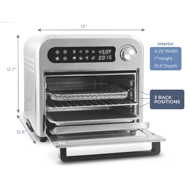 

Elite Gourmet Infinite-Use Air Fryer Oven, Stainless Steel, 10 L