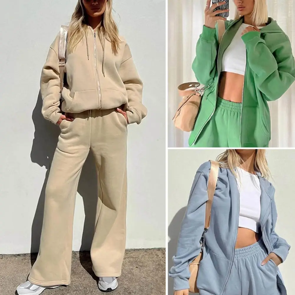 

Fashion Autumn Women Tracksuit Casual 2 piece sets womens outfits Zipper Hooded Sweatshirt Long Pants Set Female Warm Hoodie Set