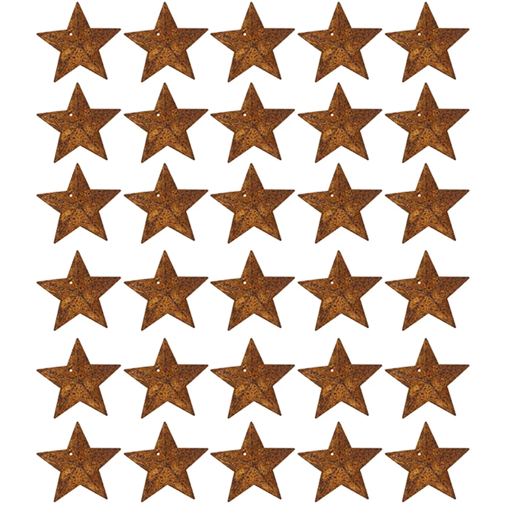 

30 Pcs Rusty Pentagram Western Christmas Ornaments Star Small Barn Crafts Country Decorations Metal Stars 2024 2023