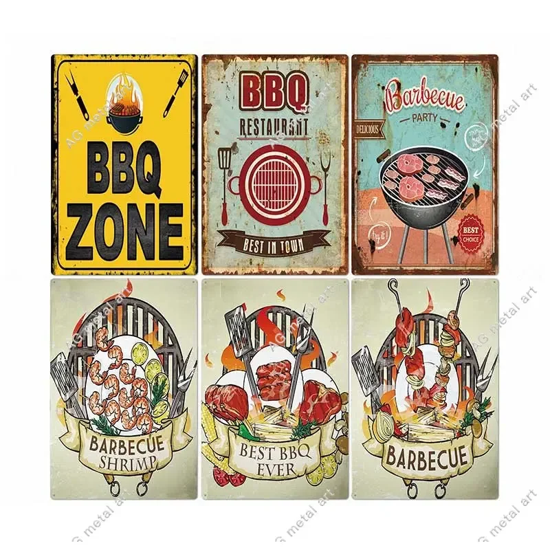 

Vintage DAD'S BBQ ZONE Retro Plaque Metal Tin Signs Pub Kitchen Home Grill Vintage Wall Decor Home Decor Posters20X30CM