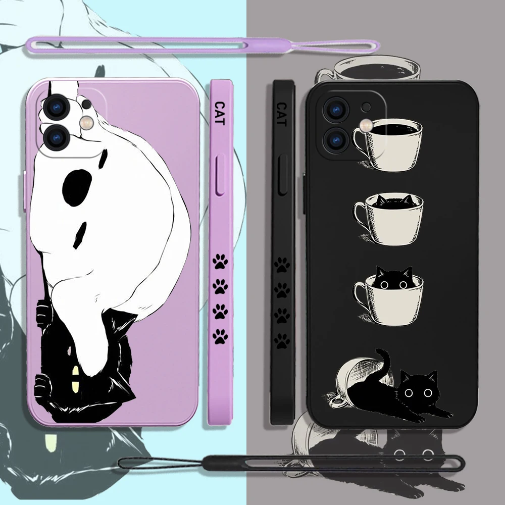 

Friendly Naughty Cat Phone Case For Xiaomi Redmi Note 12 11 11T 10 10S 9 Pro Plus 10C 9A 9C 9T K40 K50 K60 4G 5G With Hand Strap