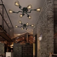 vintage iron lamp water pipe ceiling lighting fixture creative personality retro nostalgia cafe bar ceiling light