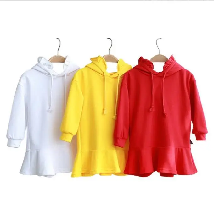 

Милое хлопковое короткое платье с капюшоном для девочек