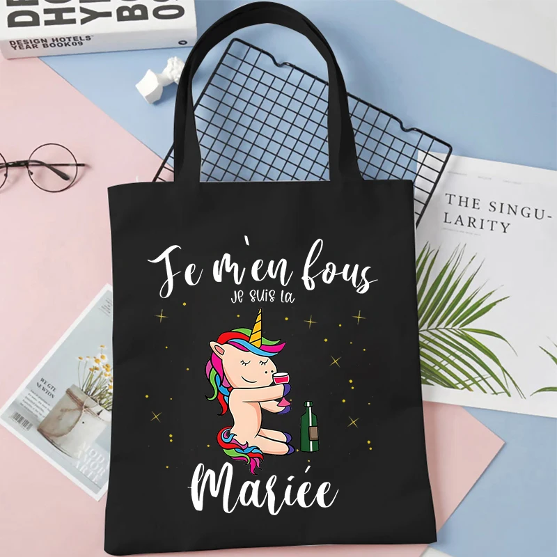 Temoin De La Mariee сумка через плечо с французским принтом Единорог Невесты Девичник