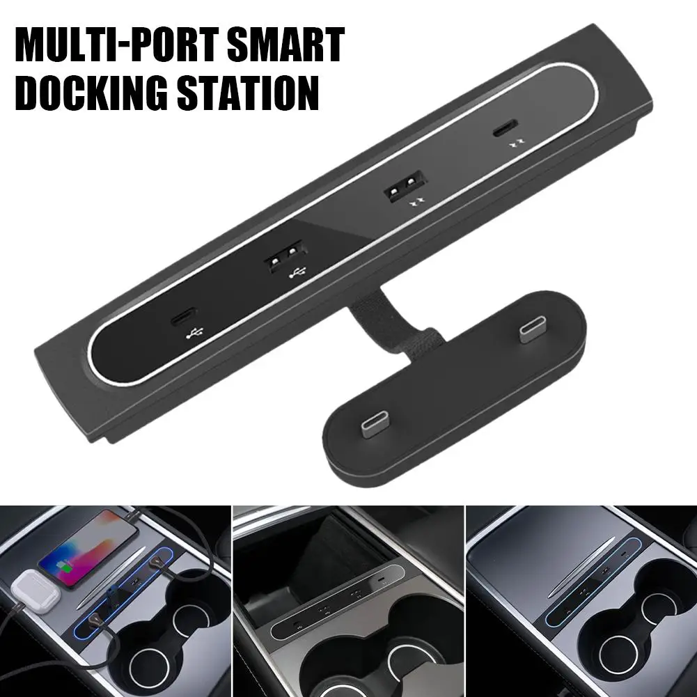

USB Hub Sturdy USB-A Type-C USB Docking Station Car Modification USB Splitter