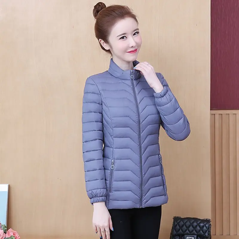 Winter Parka Ultralight Padded Puffer Jacket for Women Coat Stand Collar Outdoor Warm Lightweight Outwear Zipper Pockets S71