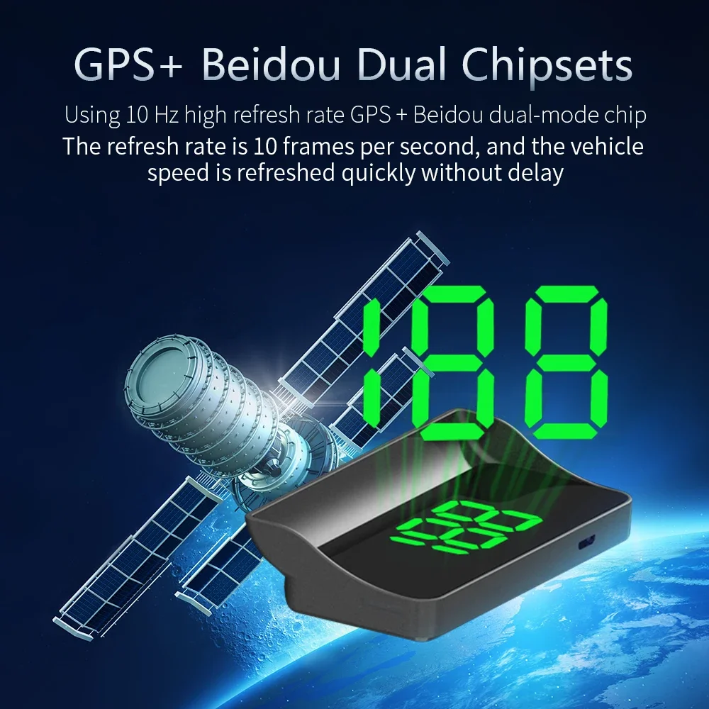 Фото QC W1 GPS HUD Цифровой спидометр Plug And Play Проекционный дисплей для всех автомобилей Большой шрифт KMH Проектор на лобовое стекло Автомобильные аксессуары №4