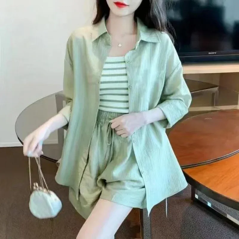 Новинка лета 2024 модный элегантный женский костюм в Корейском стиле с коротким