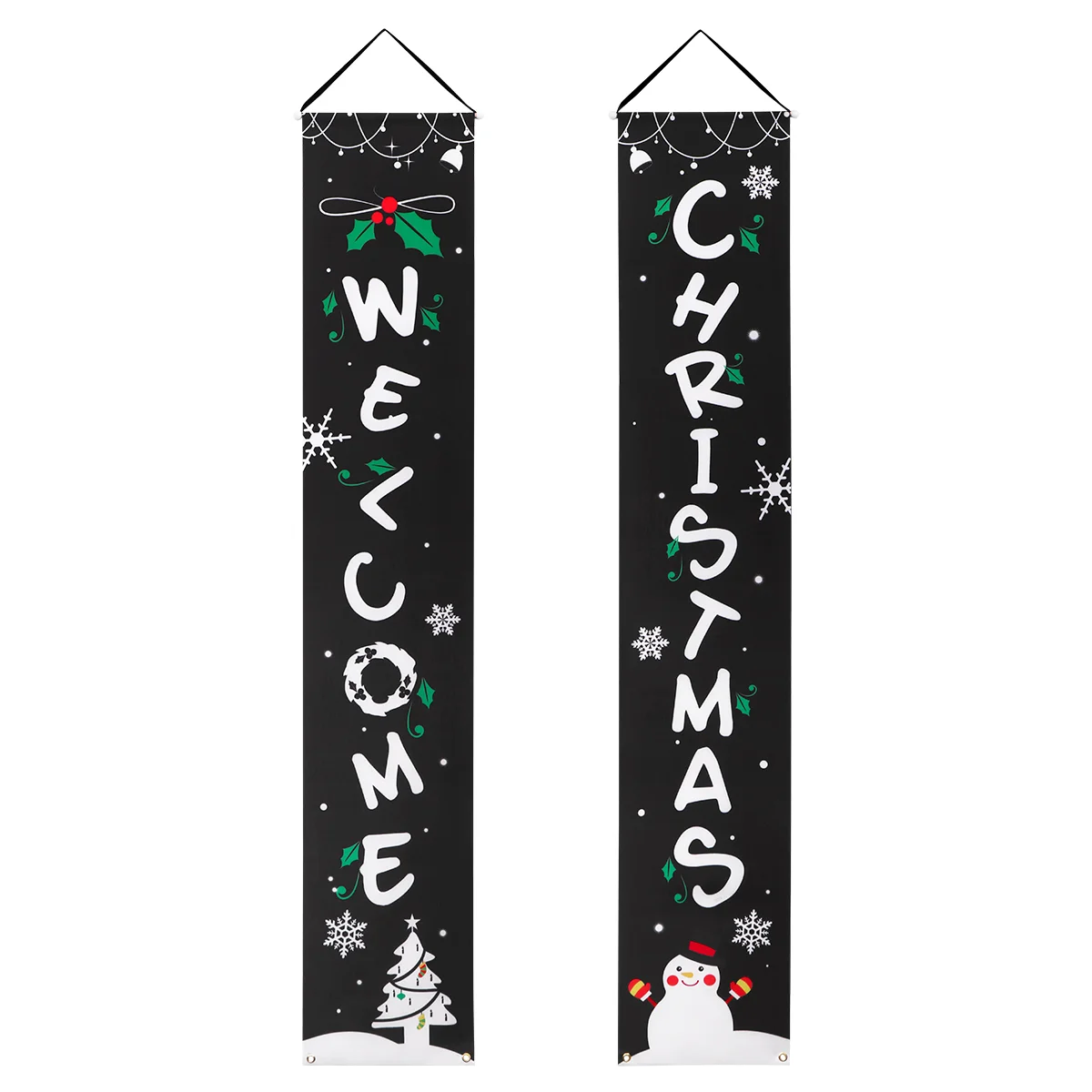 

Christmas Door Porch Sign Banner Holiday Hanging Front Decoration Xmas Welcome Decor Columns Banners Signs Supplies Merry