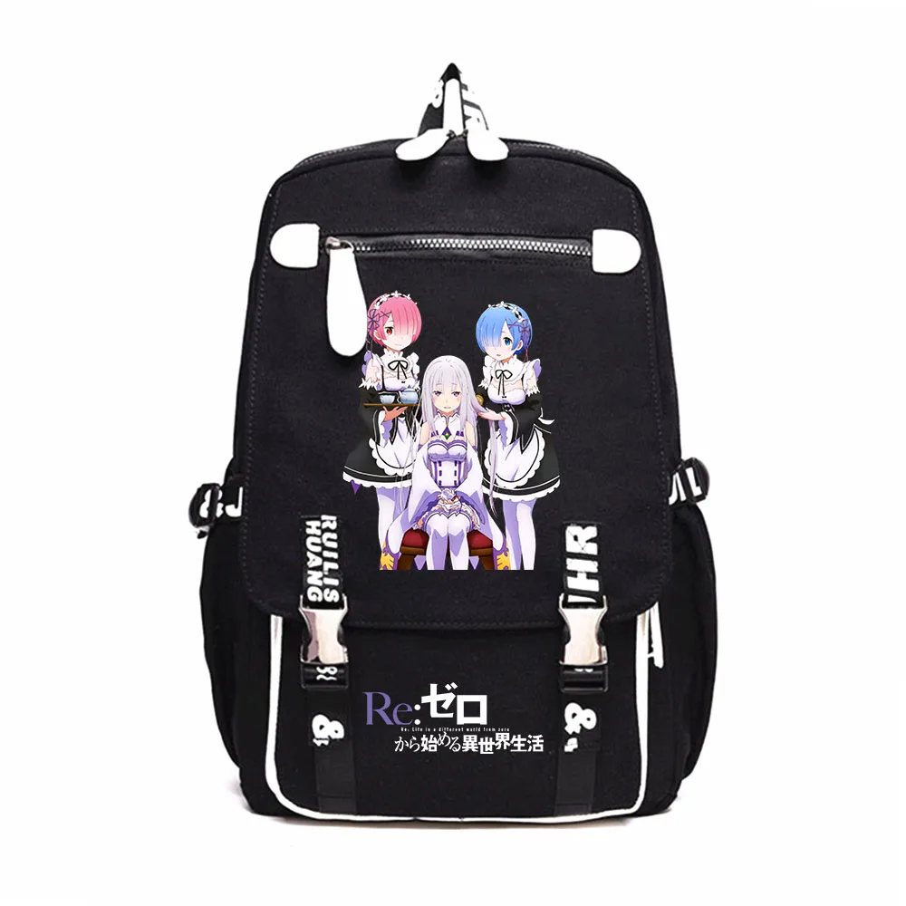 

Re:Life In A Different World From Zero Canvas Backpack Cartoon Print Schoolbag Casual Knapsack Travel Laptop Bag Student Bookbag