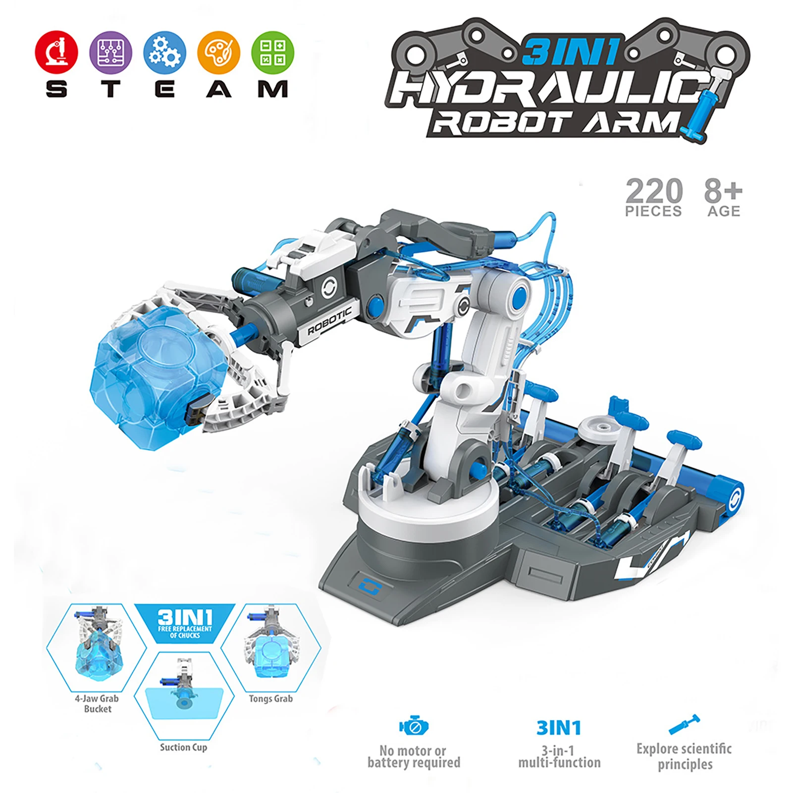 

Hydraulic Robot Arm Kit Toy For Kids Scientific DIY Assembly STEM Model Building Set Tech Puzzle Construction Toys For Children