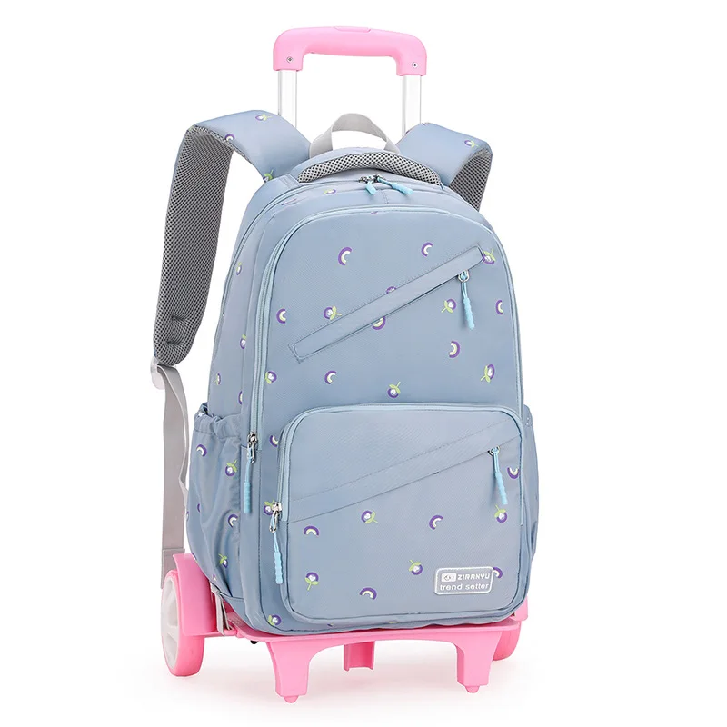 2022 Removable Trolley Children school Backpack with wheels School Bags For Grils kids Orthopedic Backpacks Wheeled Bag Mochila