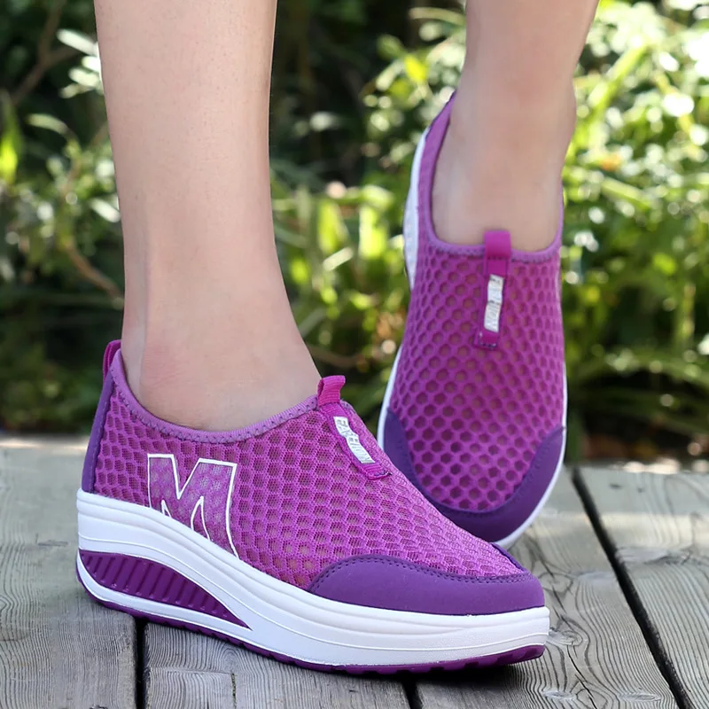 

Women Shoes Height Increase Mesh Breathable Sneakers Female Rocking Shoe Lightweight Parent-child Girl Shoes Thick Sole Platform