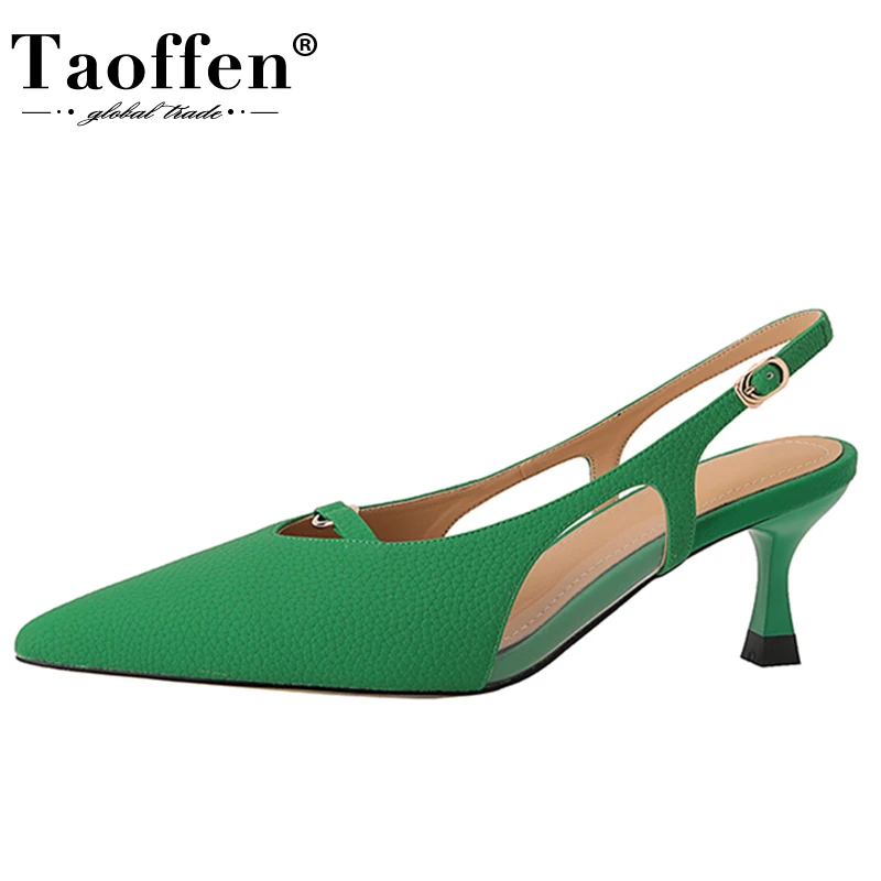 

Taoffen Genuine Leather Sandals For Women 2022 Thin Heels Ins Fashion Summer Shoes Woman Outdoor Ladies Footwear Size 34-39