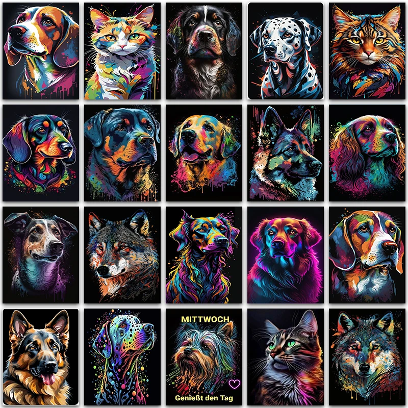 Алмазная живопись сделай сам милая собака кошка Хаски волк щенок искусство