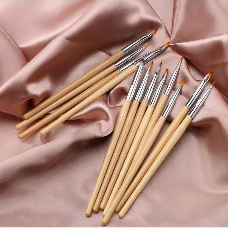 Кисть для дизайна ногтей с деревянной ручкой ручка размазывания французские