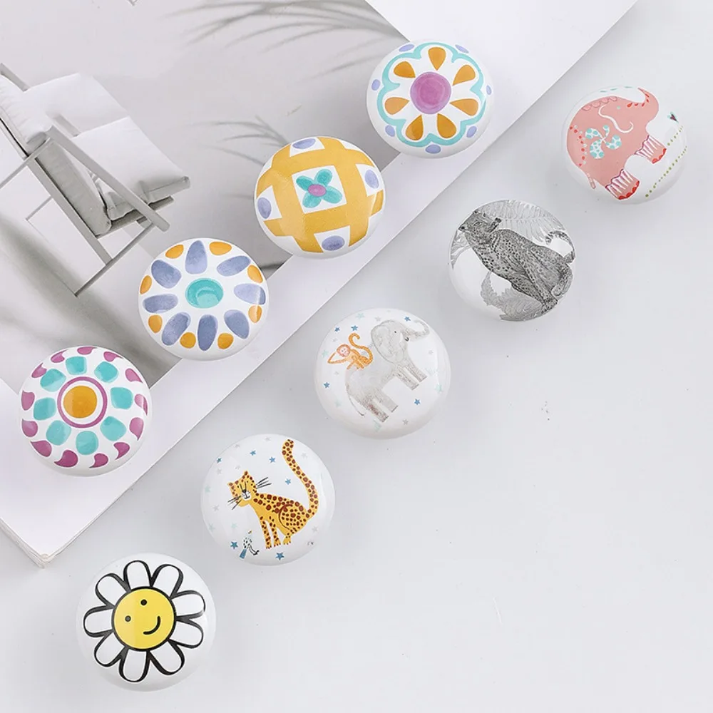 Дверные ручки для шкафа керамические с винтом мебели животных цветов круглые