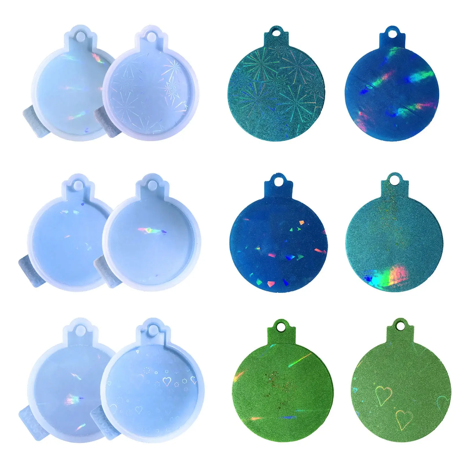 

Holographic Christmas Ball Keychain Silicone Mold Xmas Hanging Ornament Pendant Holographic Resin Molds Epoxy Casting Mould