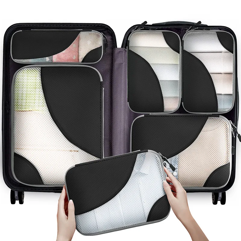 

6 комплектов упаковочных кубиков для чемоданов, предметы первой необходимости для путешествий, Противоударная упаковка для багажа, аксессуары, органайзеры для путешествий, сумки для хранения одежды