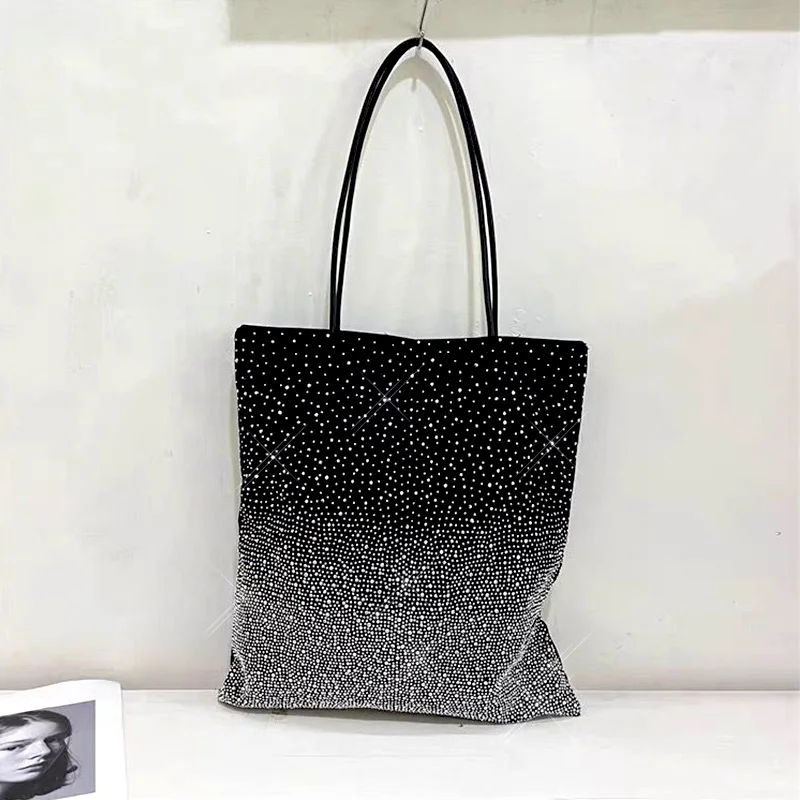 

YUOCL luxury designer handbag Gradient jetted bags 2022 women large capacity canvas tote bag crystal shoulder bags