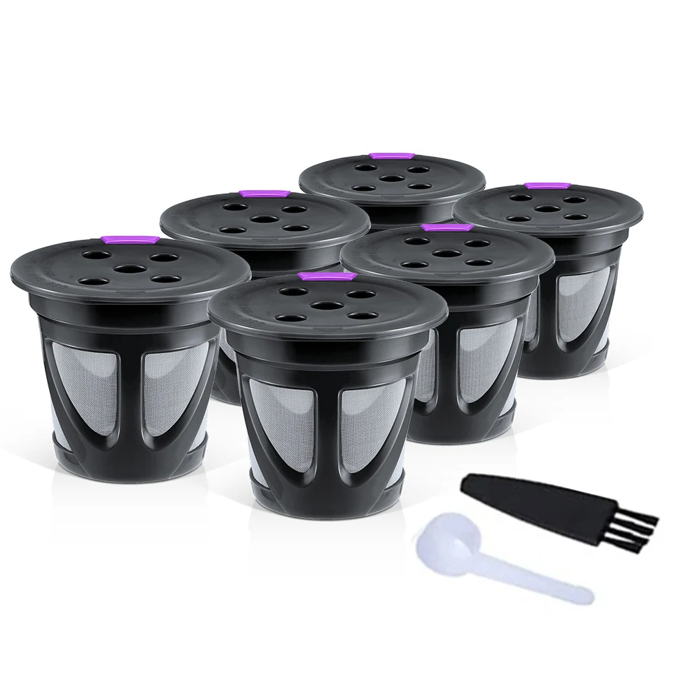 

8pcs Coffee Filter With Spoon Coffeeware Cafe Cleaning Brush Lightweight Bar Replacement Part Capsule Cup Refillable Reusable