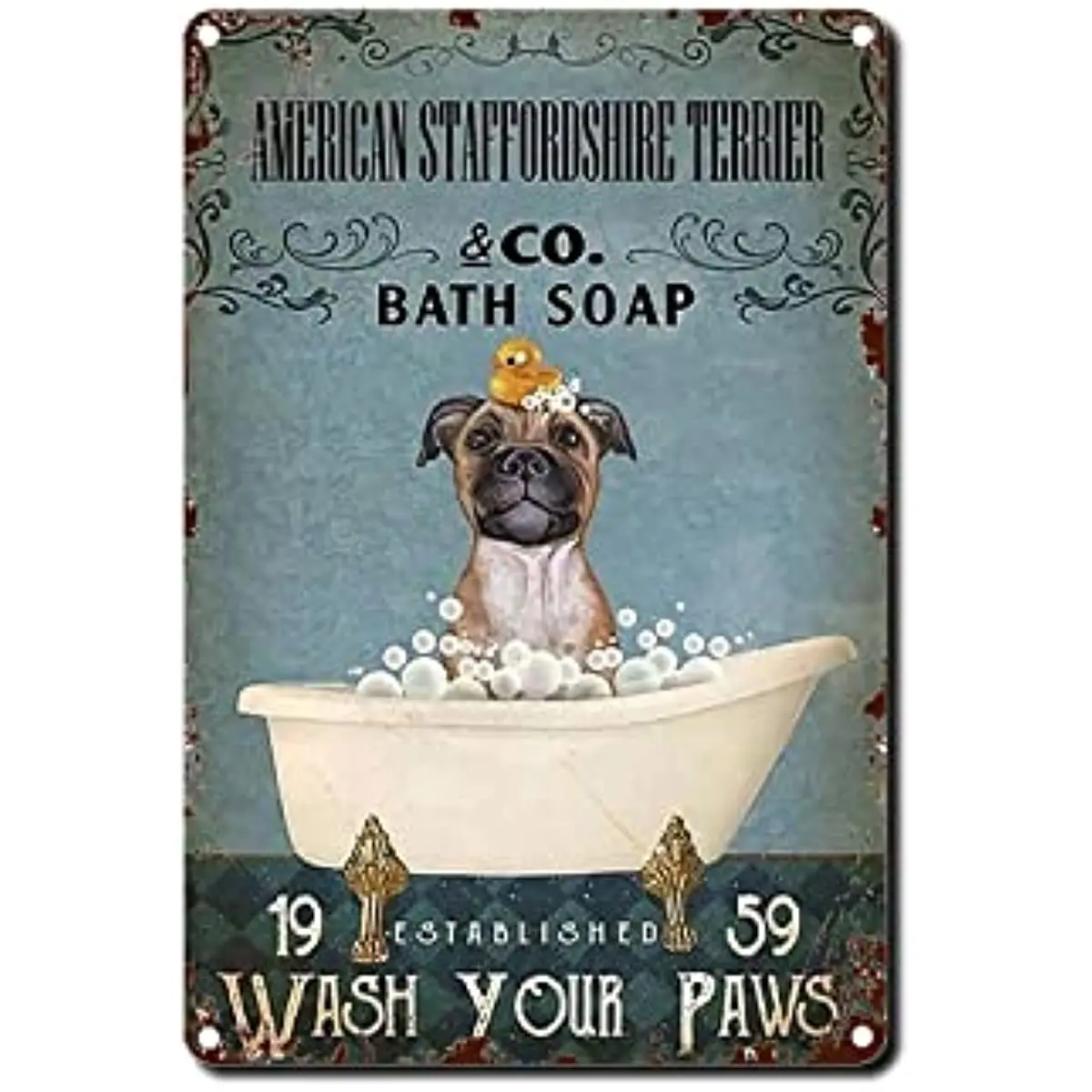 

New Tin Sign Wash Your Hooves Farmhouse American Terrier Dog Bathroom Funny Toilet Wall Art Decor Vintage Metal Tin Sign