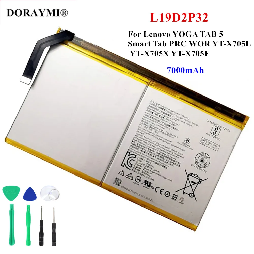 

Оригинальный Новый аккумулятор для планшета 7000 мАч L19D2P32 для Lenovo YOGA TAB 5 Smart Tab PRC WOR YT-X705L YT-X705X YT-X705F