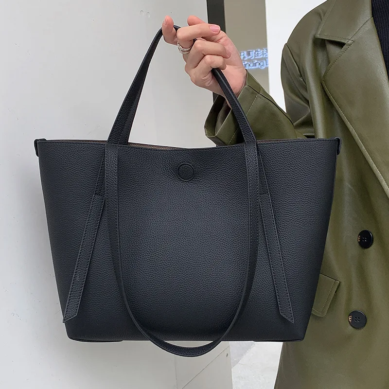 

2022 New Autumn Winter Luxury Cowhide Handbag Premium One Shoulder Large Capacity Handbag Leather Commuter Women's Bag