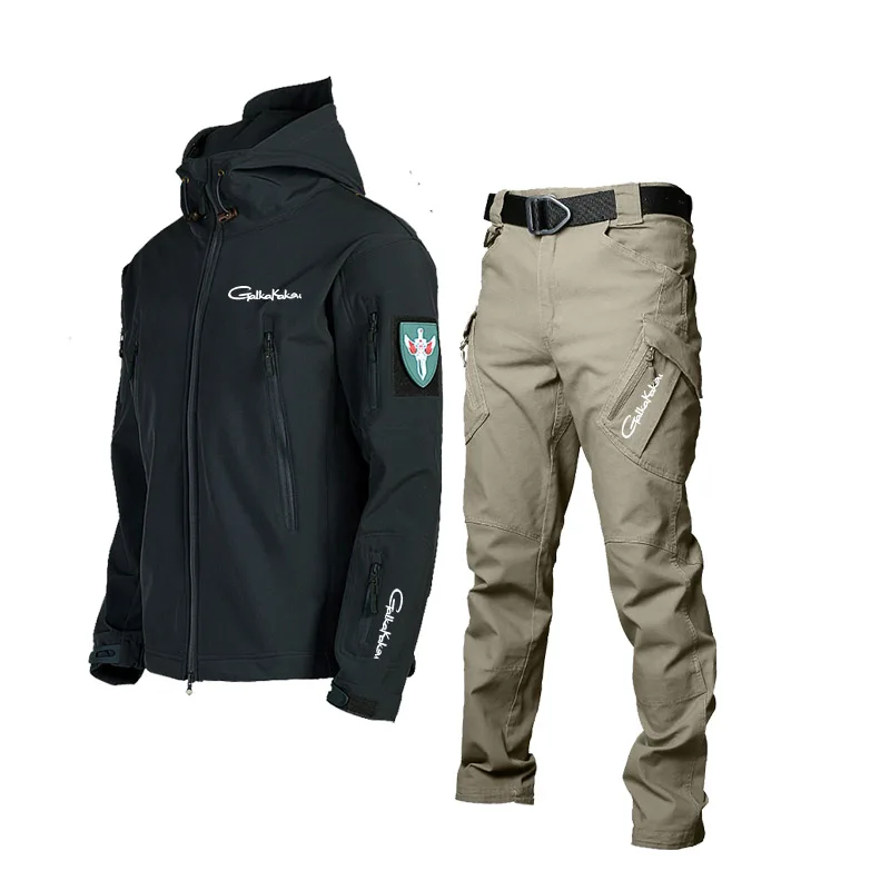 

2022 Fishing Sets Clothes Jacket Pants Casual Solid Fleece Coats Autumn Outdoor Sports Warm Pants Waterproof Windproof Clothing