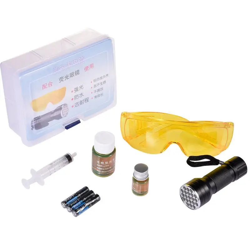 

3 In 1 Fluorescent Leak Detection Set With Fluorescent Lamps Leak Test Agent For Car Air Conditioner Repair Leak Detection Tool