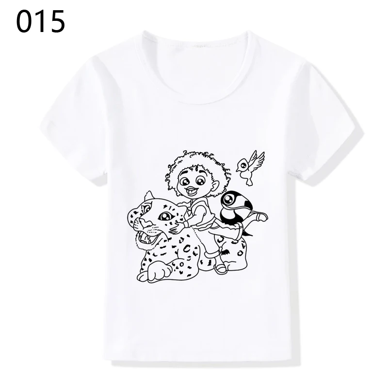 

SUMMER white Children's cartoon Harajuku Encanto print T-shirt girls white kids top short sleeve 015