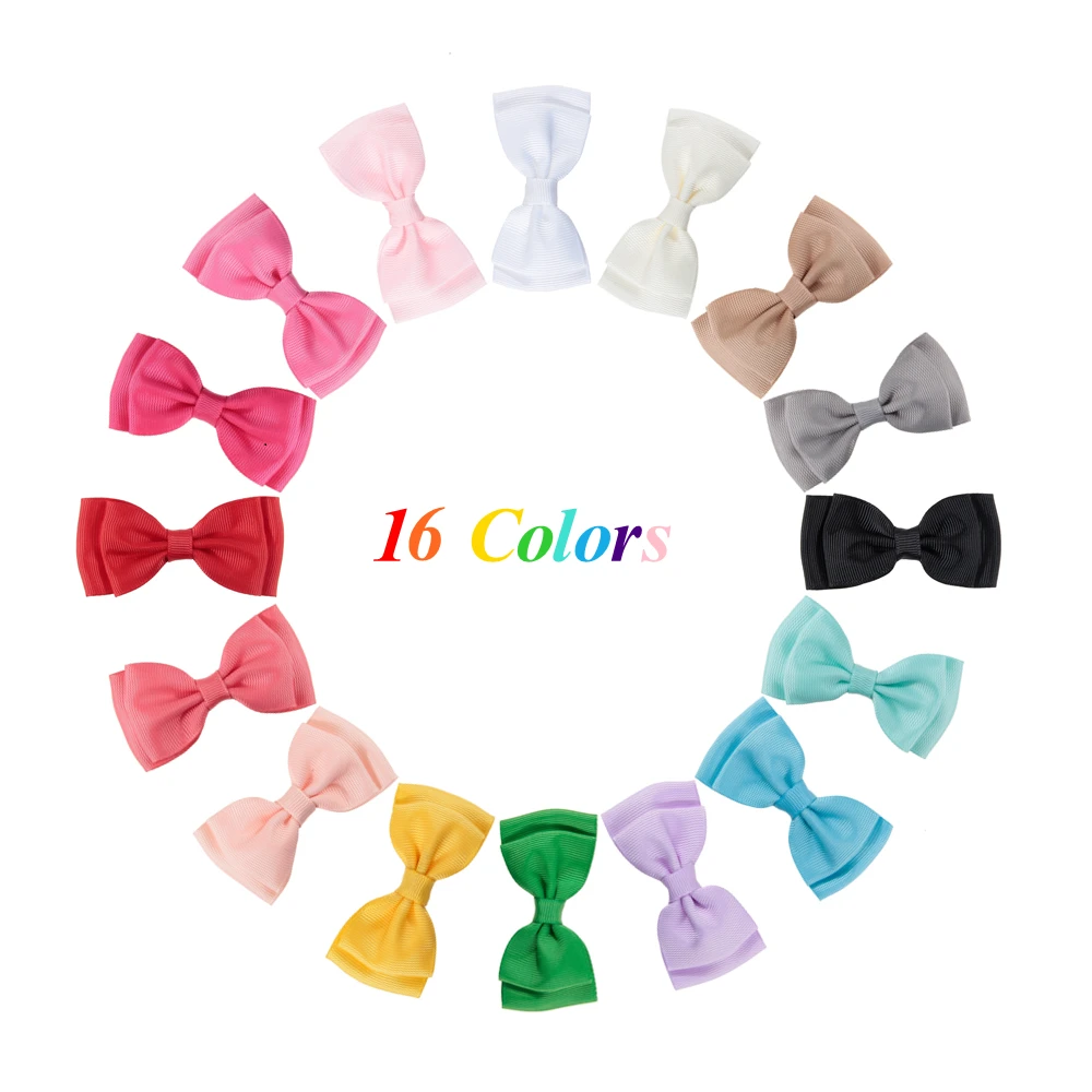 New 3.2 10pcs/lot Felt Grosgain Ribbon Bowknot Without Clips Double Layer Hair Bows for Diy Baby Girls Headwear Hairpins