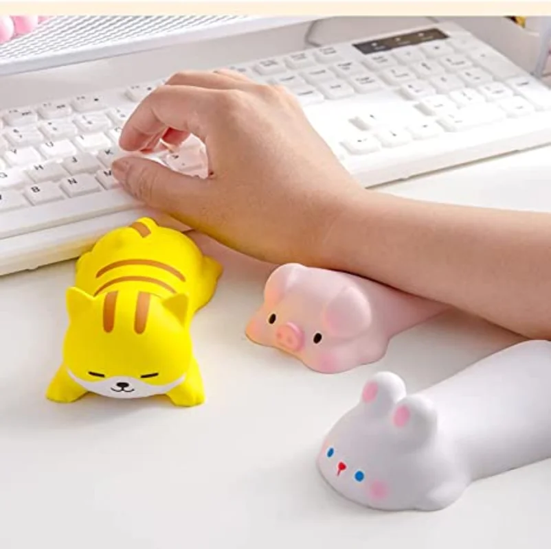 Enlarge Cute Keyboard Wrist Rest Support for Mouse Computer Arm Rest for Desk Ergonomic Office Supplies Slow Rising PU Mouse Pad