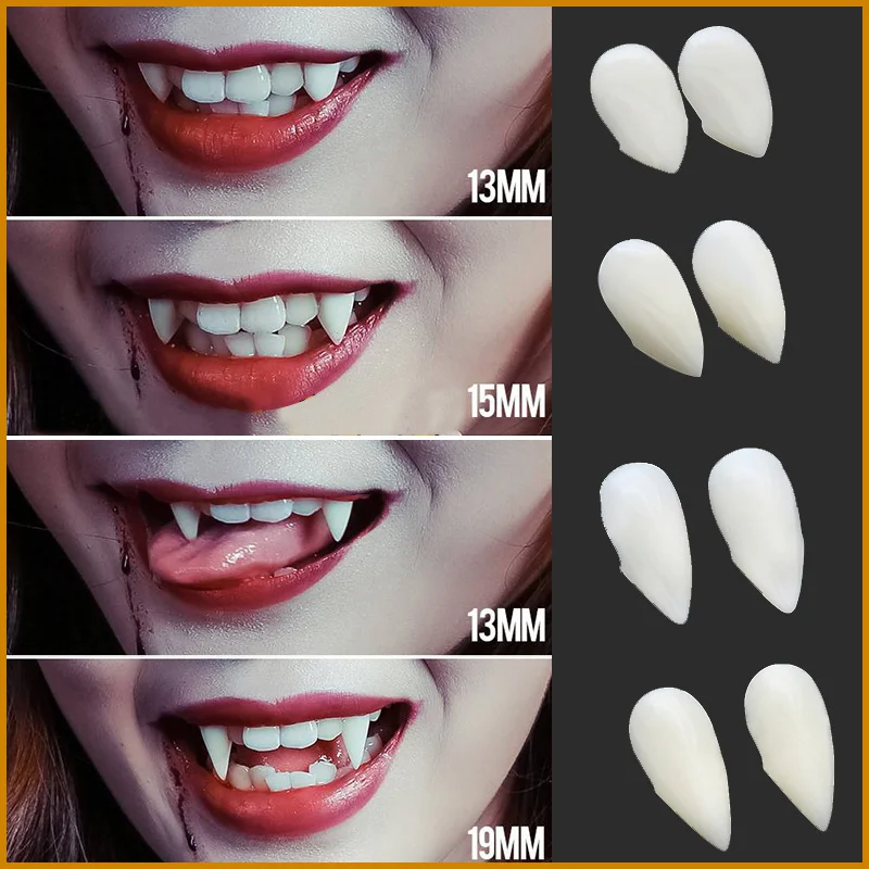 

3 пары клыков вампира, клыки, протезы, реквизит для костюма на Хэллоуин, искусственные зубы, клей для зубов, декор для Хэллоуина