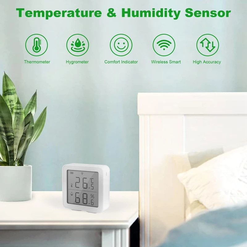 

Датчик температуры и влажности Tuya Wi-Fi, комнатный гигрометр, термометр с поддержкой Alexa Google Home Smart Life