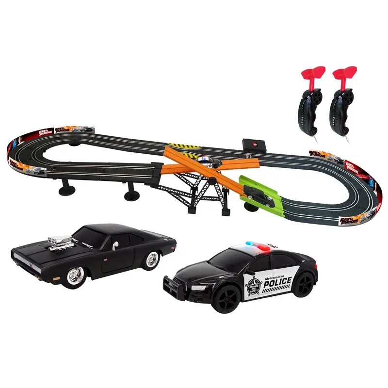 

Fast & Furious Dead Drop Challenge Racetrack Slot Car Set - Officially Licensed, 60.2" x 22.8 " Track Layout, Two 1 43 Replica