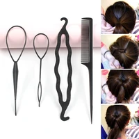 4pcsset magic hair braiding twist curler styling set hairpin holding hair braiders pull hair needle ponytail diy tool