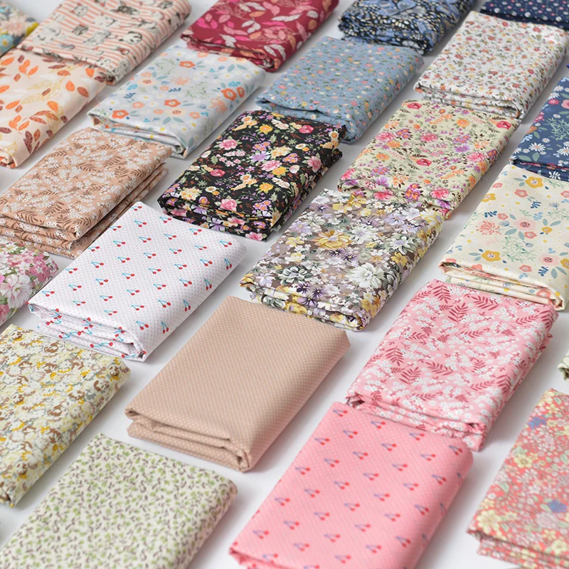 140x50cm pastoral flower summer poplin cotton fabric DIY children's clothing cloth making bedding quilt decoration home |