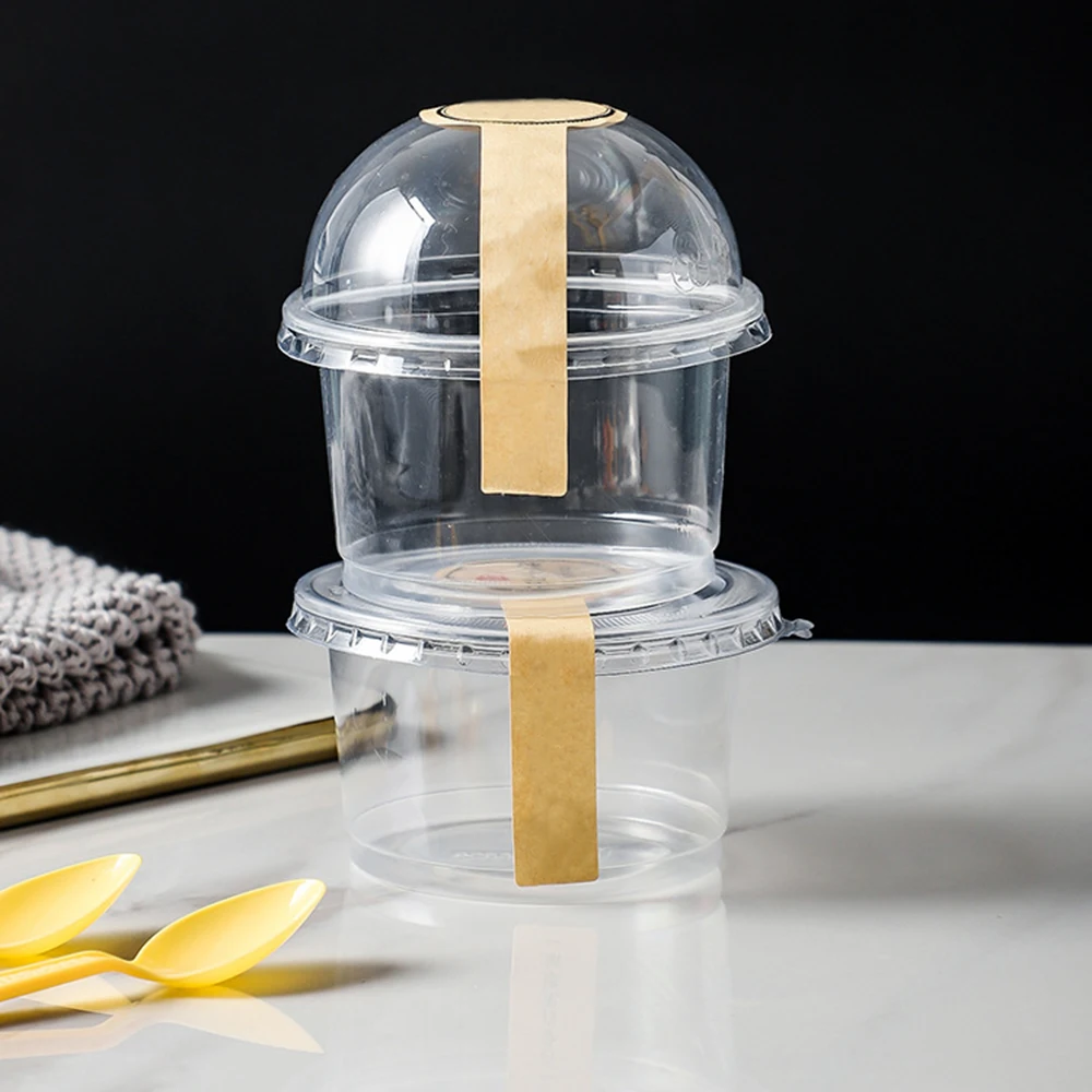 

100pcs Disposable Empty Pudding Cup Plastic Dispensing Sauce Cups Lid Jelly Bowl Dessert Yogurt Small Mini Box Dispensing Tool