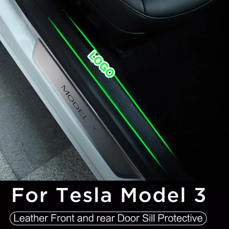 

Sticker Front & Rear Door Sill Guards Protector For Tesla Model 3 2017- 2022 Door Threshold Bumper Anti Kick Pad