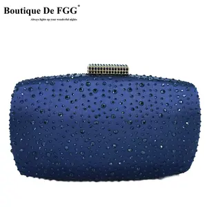 Boutique De FGG темно-синий кристалл алмаз женский вечерний кошелек Minaudiere клатч свадебные клатчи с цепочкой