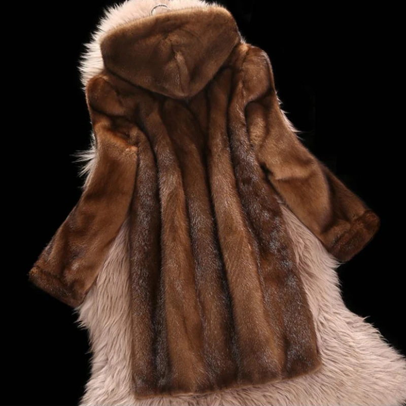Women mink coats female mink fur coat genuine long fur coat ladies winter clothes oversize 6xl 5xl 7xl Imitation fur coats