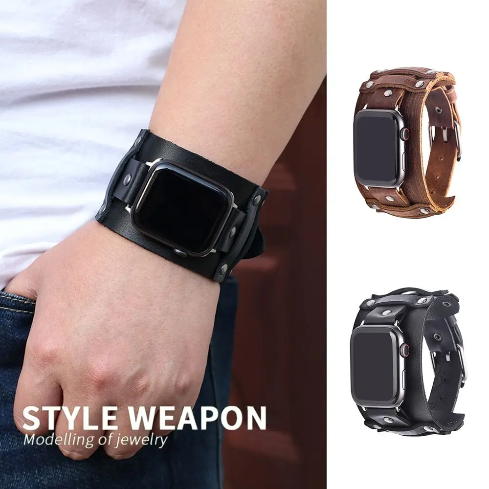 

Punk Watch Strap Leather Band Strap High Quality Watch Band for Apple Watch Unisex