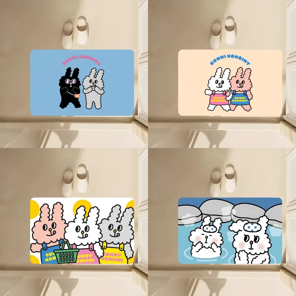 Милый напольный коврик Bunni Konbiny art нескользящий для ванной кухни спальни гостиной