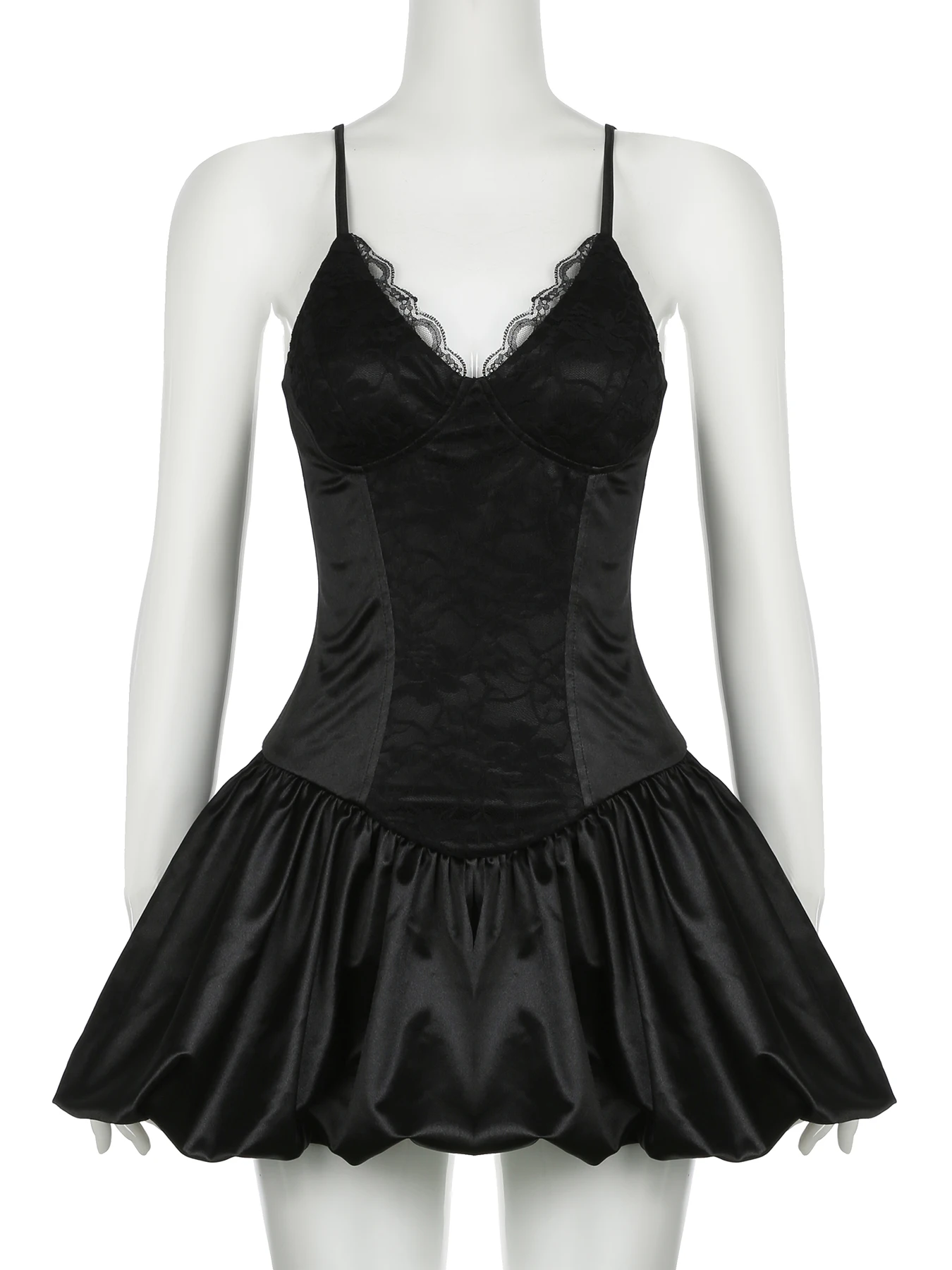 IAMSURE BALLETCORE Ремесленное кружевое камуфляжное платье сексуальное чистое темное V -