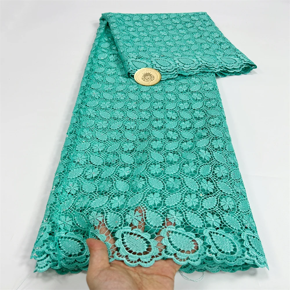 Новое поступление африканская водорастворимая кружевная ткань с камнями 2024