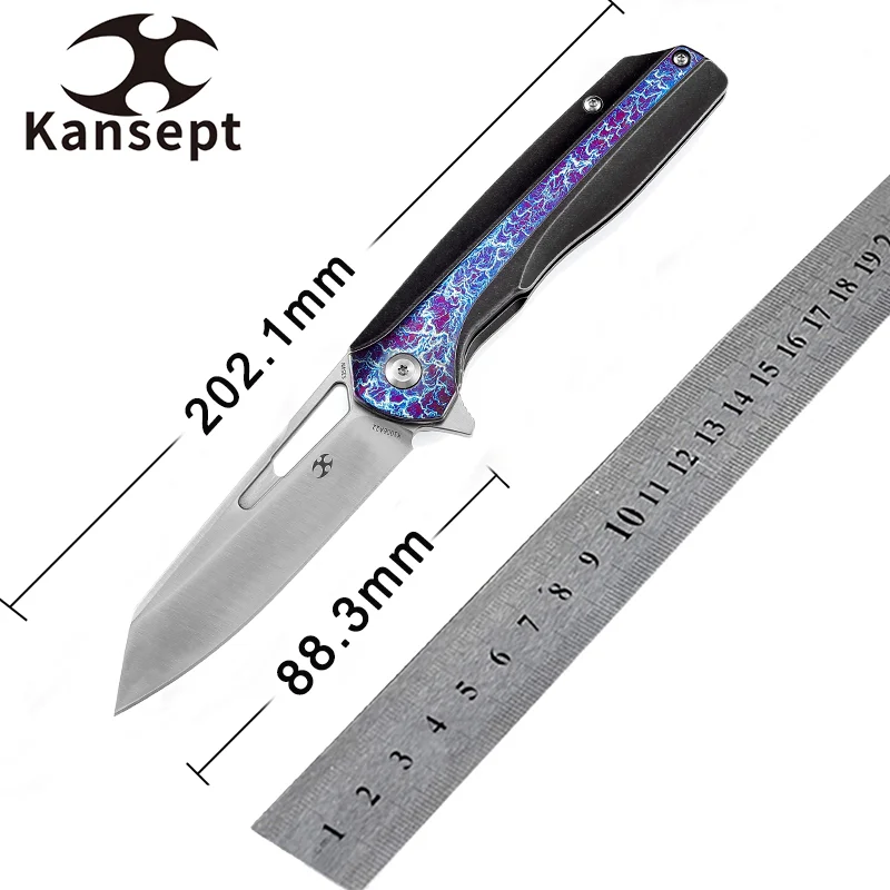 

Kansept Shard Limited K1006A22 Folding Knives Satin CPM-S35VN with Lightning Strike Anodized and Black Stonewash Titanium Handle