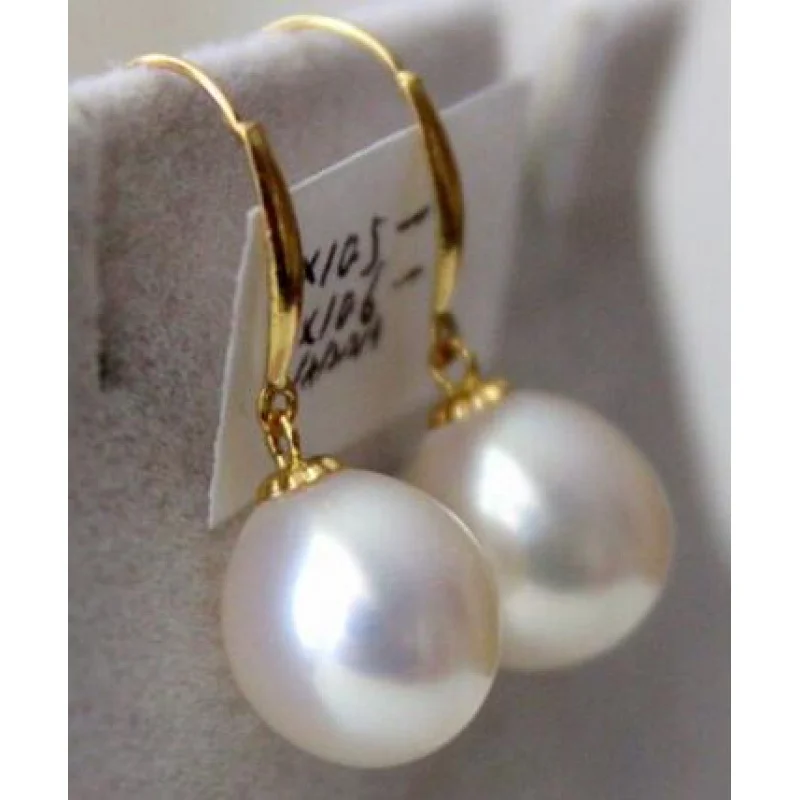 Paire de boucles d'oreilles en perles blanches naturelles baroques, bijoux nobles, livraison gratuite, 11 à 12mm, 14k